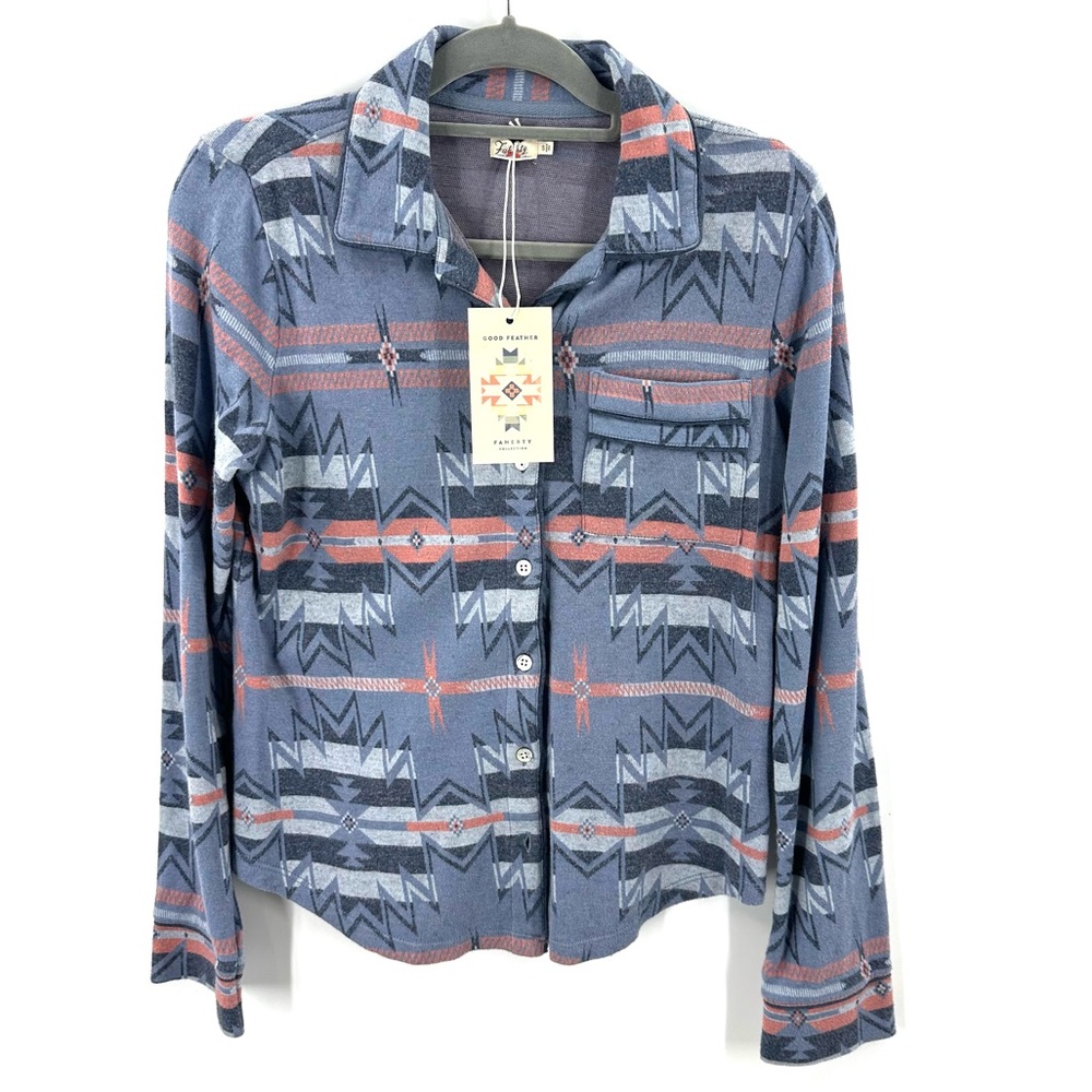 Faherty Good Feather Button Down Shirt Women Small Southwest Flannel Western NWT